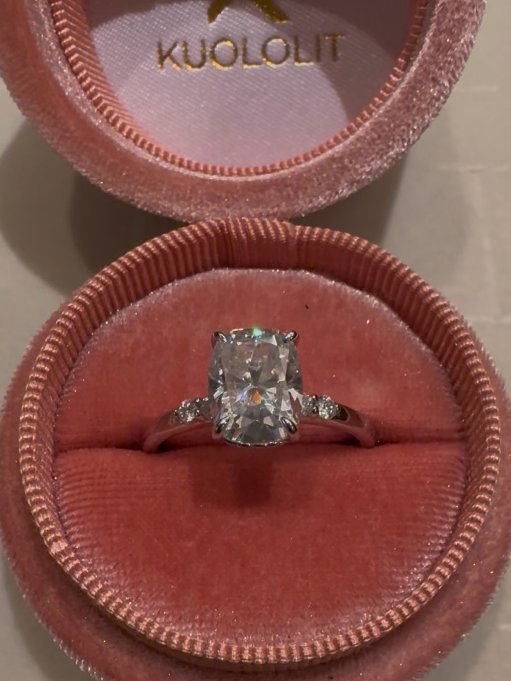3 ct Kuololit Moissanite elongated cushion cut ring size 8 - Picture 13 of 14